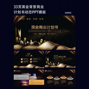 33页高端神秘黑金商业计划书ppt素材创业融资项目方案PPT演示模板