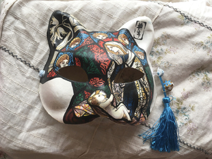 日本匠人定制手绘狐妖面具万圣节搞怪cosplay派对道具车内饰挂件