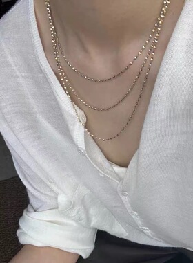 S925银镀金意大利进口水波纹金银拼色双色螺旋波浪项链素链多尺寸