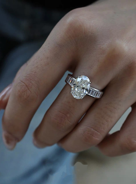 5.7克拉高定钻戒2EX切割培育高碳钻戒指豪华高级感鸽子蛋S925银