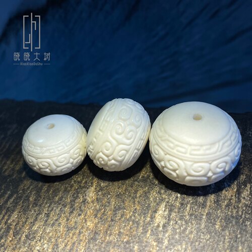 鹿角雕刻回纹珠配顶珠文玩配珠配饰