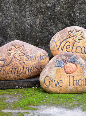 美式复古陶土庭院仿石头装饰摆件