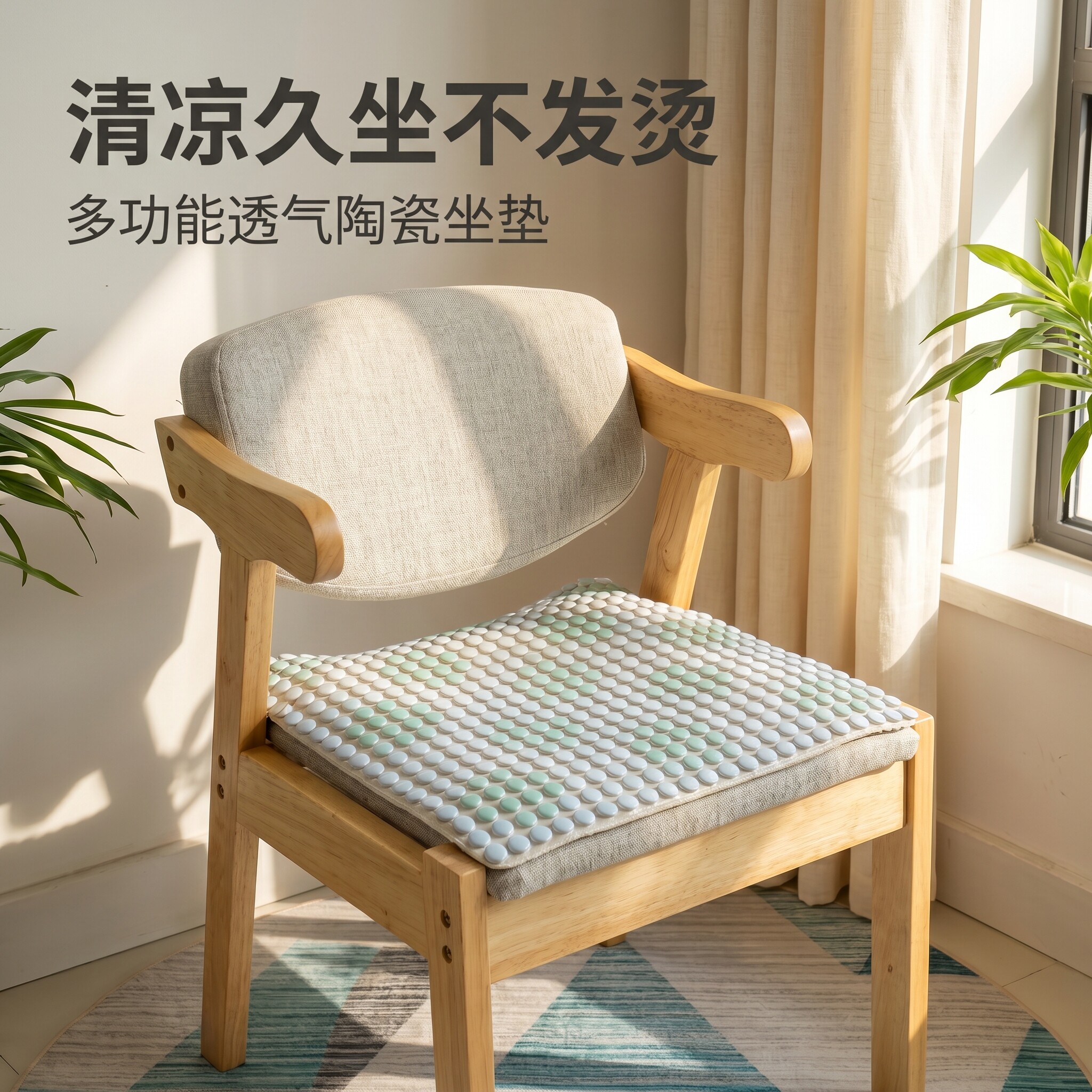 福达夏季餐椅子晶彩陶瓷冰垫坐垫子屁垫夏天办公室久坐神器凉席垫