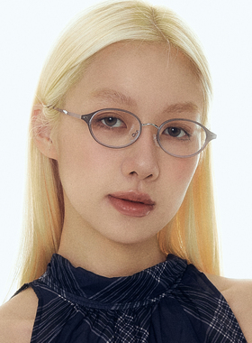 404的店复古金属椭圆银紫色眼镜小众斯文镜架配度数高度近视素颜