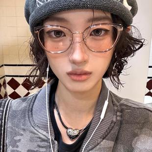 404 店复古猫眼素颜眼镜斯文书呆子配度数高度近视素颜平光镜款