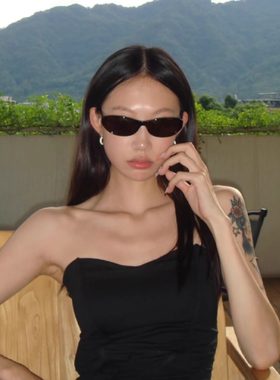 404的店复古小框椭圆时髦凹造型Y2K墨镜小红书网红同款太阳眼镜女