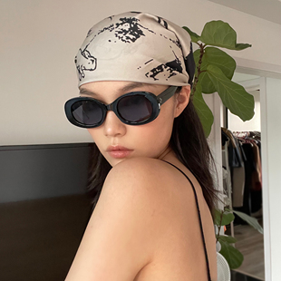 404 店SamaYu粗边框椭圆形中性复古时髦大框墨镜太阳眼镜显脸小