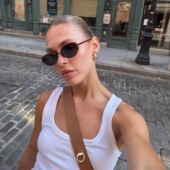 404 店复古椭圆金属墨镜欧美小众显气质太阳眼镜防紫外线男女酷