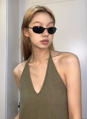 404的店椭圆偏光复古黑框黑片墨镜ins风金属太阳眼镜开车夏季防晒