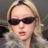 404 店中古风椭圆板材三叠色原创墨镜千禧年前卫小众Y2K太阳眼镜