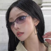 404 椭圆半框渐变紫墨镜Y2K街头千禧风太阳眼镜防紫外线酷 店韩版