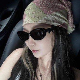 404 店复古椭圆时髦蝴蝶结墨镜防紫外线凹造型街拍太阳眼镜女酷