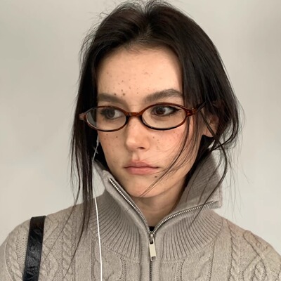 404的店复古茶色小椭圆TR90眼镜