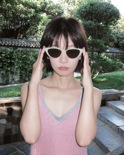 404 网红凹造型太阳眼镜uv400女 店复古小红书猫眼偏光墨镜ins款