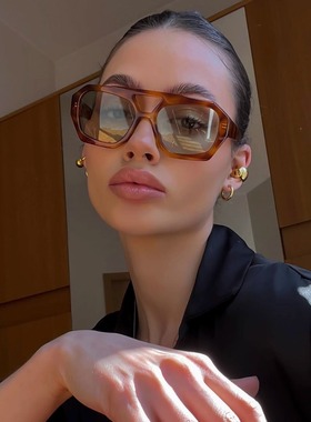 404的店大框方形双梁墨镜遮颧骨