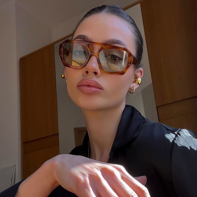 404的店大框方形双梁墨镜遮颧骨