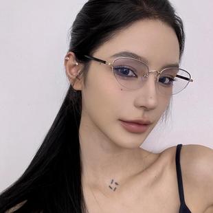 店三角椭圆半框猫眼金属眼镜超轻配度数近视 404 原创自制