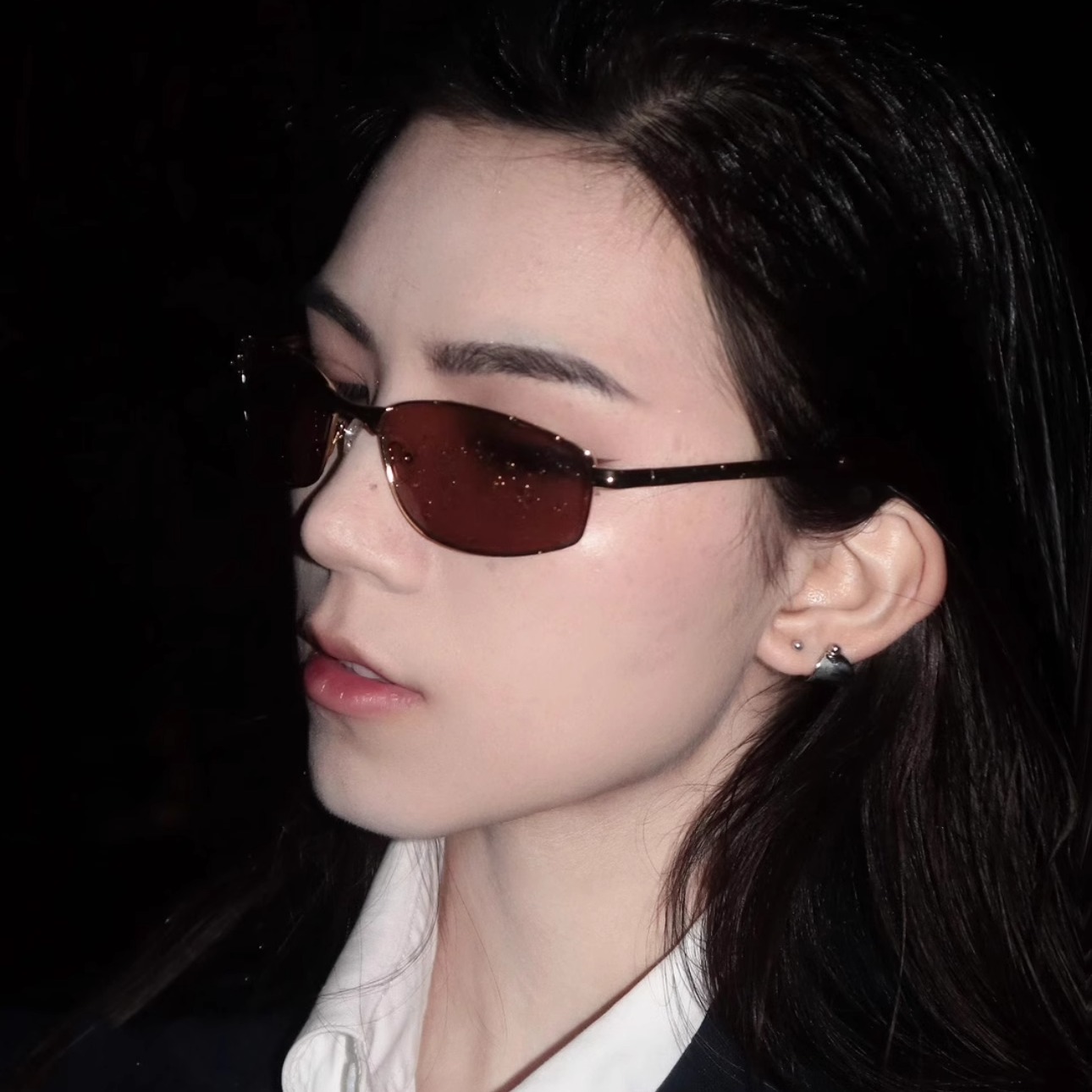 404的店复古金属方框墨镜凹造型防紫外线太阳眼镜90年代男女时髦