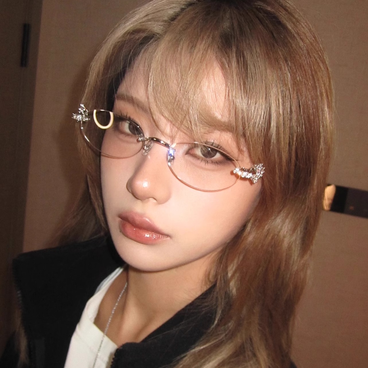 404的店复古无框椭圆珠宝墨镜