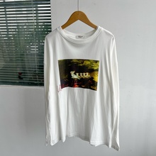 2西1-9春夏季薄款长袖T恤圆领打底上衣宽松休闲印花套头复古Y25-6