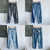H25 232春秋美式 水洗做旧直筒宽松舒适小众设计感阔腿牛仔裤
