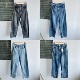 H25 232春秋美式 水洗做旧直筒宽松舒适小众设计感阔腿牛仔裤