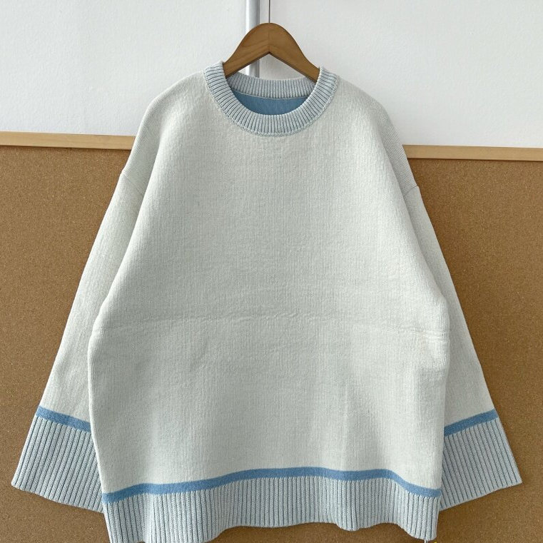 R3-63日单高货！秋冬圆领套头拼色通勤针织衫上衣基础款Y25-11