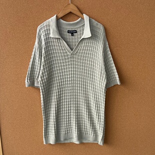 T恤宽松纯色简约上衣Z25 棉弹力大毛针织短袖 25翻领55% 2P1