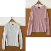 2E1 百搭简约V领松弛感宽松显瘦H25 58有亮丝 初秋针织打底衫