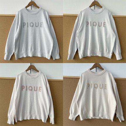 楼3-77半边绒毛衣圆领字母印花设计感套头上衣针织衫内搭Y25-12