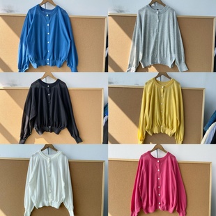 37秋薄款 Y25 纯色开衫 宽松休闲舒适短款 单排扣圆领长袖 2T1