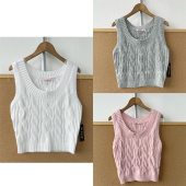 U领叠穿马甲T26 软糯麻花纹针织背心女短款 66基础款 2V1