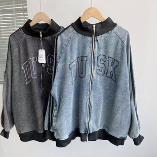 牛仔夹克休闲外套宽松显瘦百搭立领上衣H25 138设计感春秋款