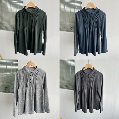 2Z-5纯色简约长袖舒适文艺风亲肤内搭外穿压褶休闲针织衫J25-6