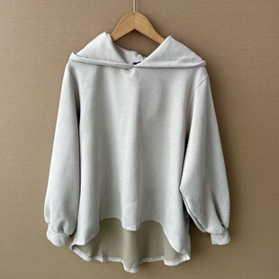 宽松舒适显瘦Y25 2L1 连帽卫衣设计感休闲大码 纯色长袖 33春秋季