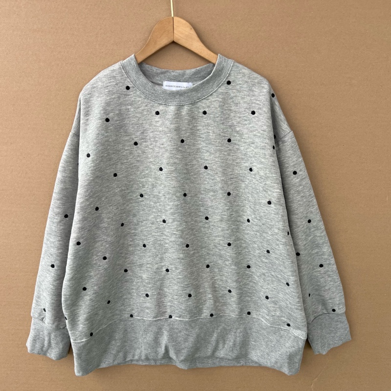 2T-57秋冬季圆领斑点设计感宽松长袖卫衣无帽百搭休闲内搭Y25-8