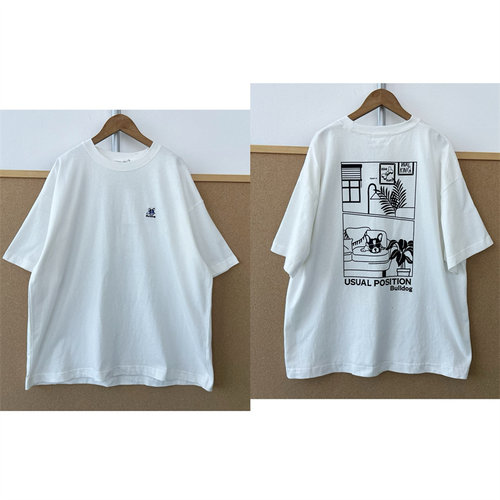 2A-70日系简约软萌法斗插画印花白T恤男女同款百搭上衣T26-5