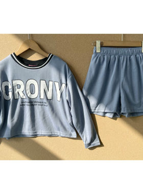 3K-1儿童款套装长袖圆领短裤字母印花高级感洋气显瘦韩版Y26-2