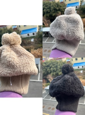 2G-94森系毛茸茸软糯舒适保暖护耳毛球设计百搭休闲针织线帽H26-2