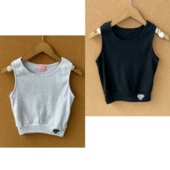 9儿童款 针织背心纯色简约爱心刺绣外穿内搭修身 无袖 2Q1 背心Z25