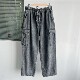 H26 大口袋阔腿直筒牛仔裤 雪花水洗做旧宽松舒适工装 216韩版