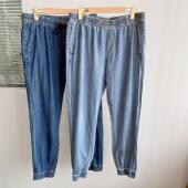 韩版 长裤 宽松束脚舒适Y12 休闲百搭高腰松紧通勤牛仔裤 微瑕夏时尚