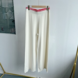 2F-1纯色春秋针织糯米裤垂感高腰慵懒宽松显瘦高级气质百搭Y25-4