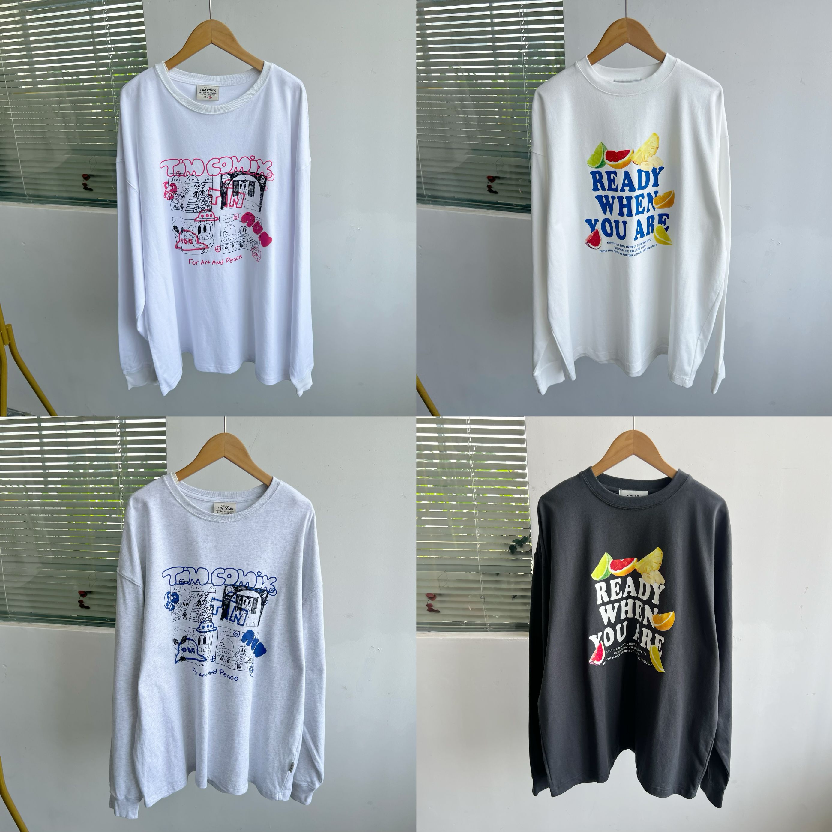 2M-17圆领套头长袖印花T恤纯棉随性百搭宽松舒适内搭外穿J25-6