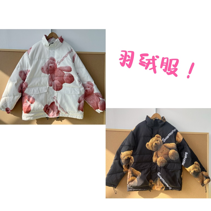 3E-9保暖加厚可爱小熊无帽拉链男女同款韩版韩系情侣休闲Y25-11