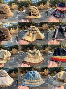 3S-61单面带！森系温柔风花朵花边气装饰百搭减龄保暖渔夫帽Z26-1