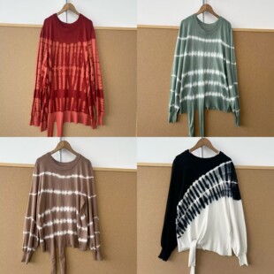 慵懒风街头设计感扎染宽松显瘦套头上衣Y26 美式 69圆领长袖 楼4