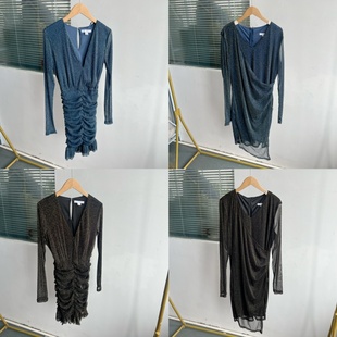 显瘦气质Y25 韩系小众简约法式 高弹力设计感闪粉长袖 53夏季