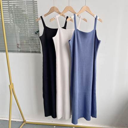 南7-14针织高级感辣妹无袖吊带裙修身性感百搭包臀连衣裙H2