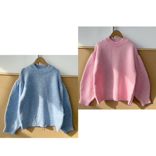 211秋冬圆领长袖 Y25 针织衫 慵懒风减龄高级软糯基础款 泡袖